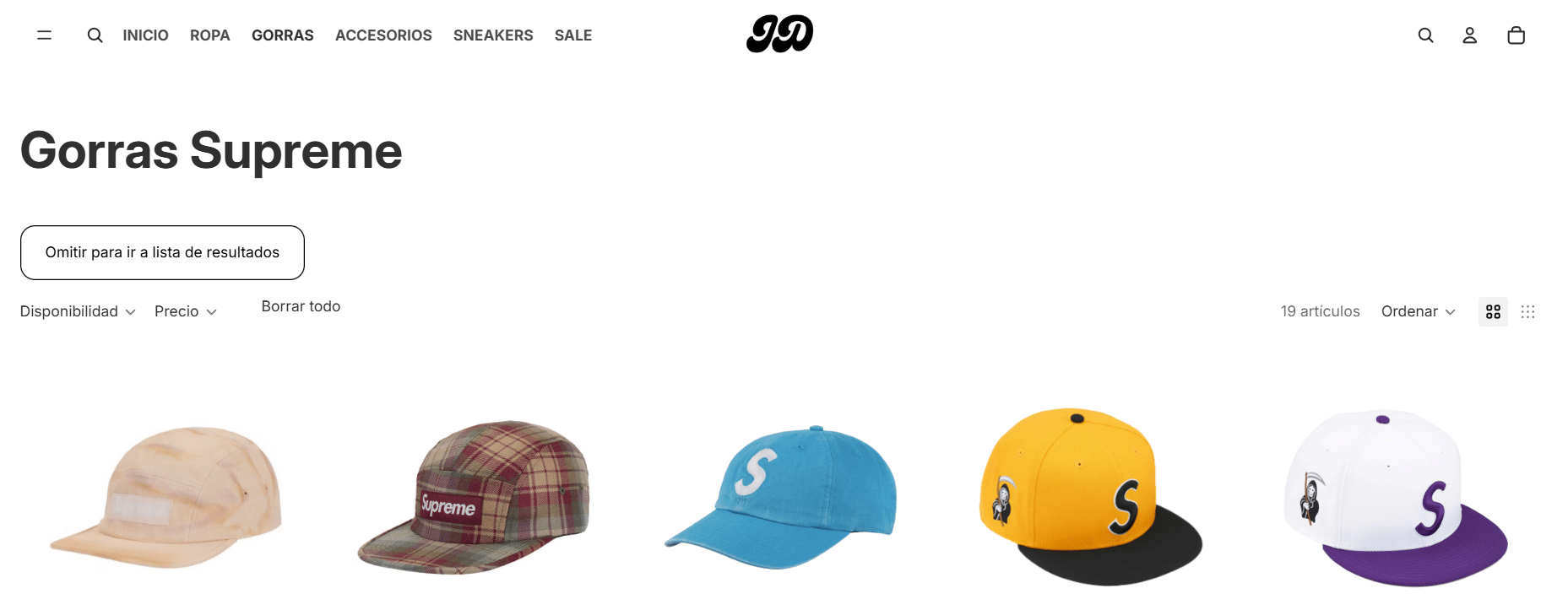 Diseño web tienda de ropa JD Store – catálogo de productos